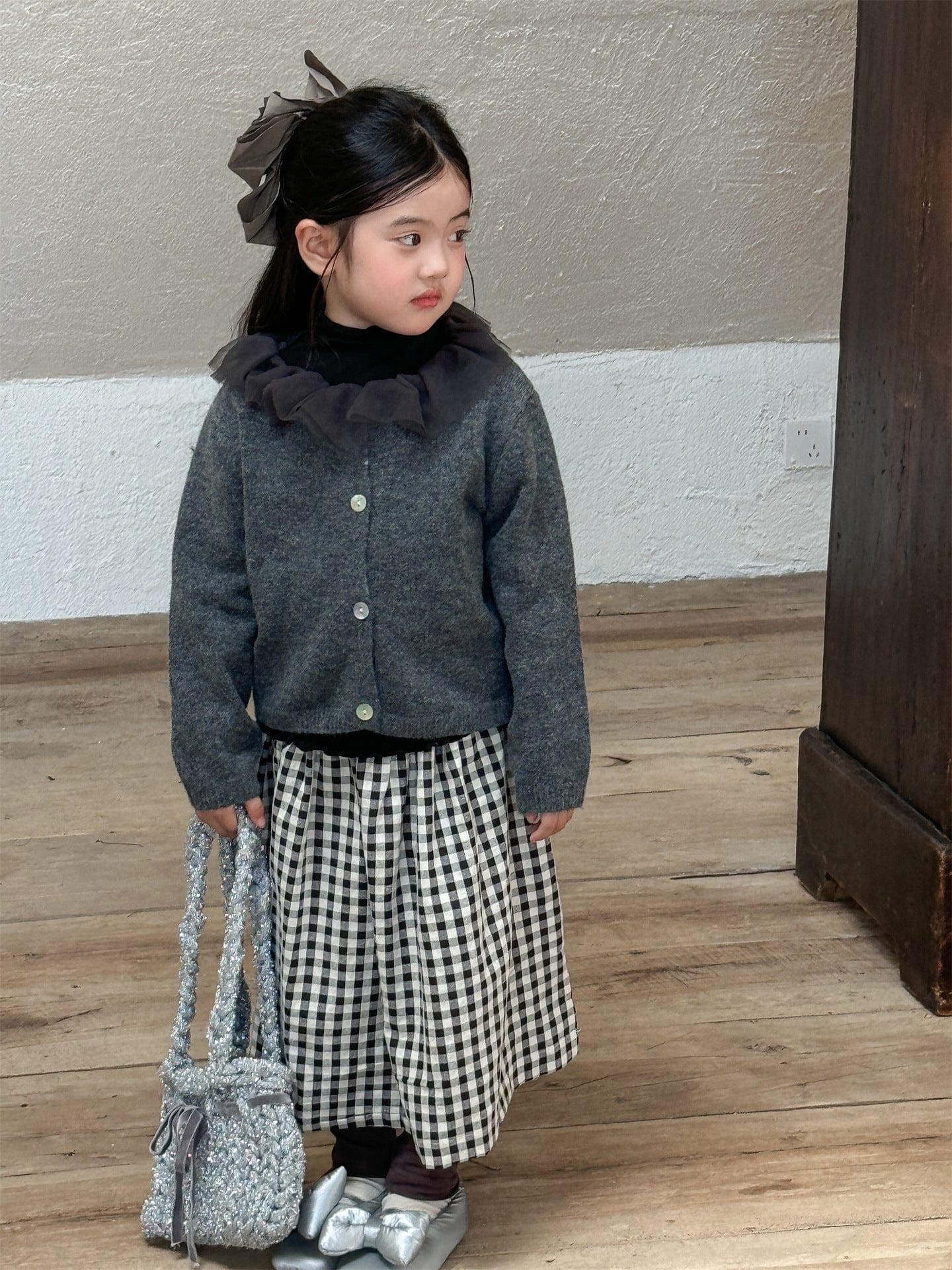 カーディガン・パーカー チュールフリル襟ニットカーディガン キッズセーター【mh0010993】