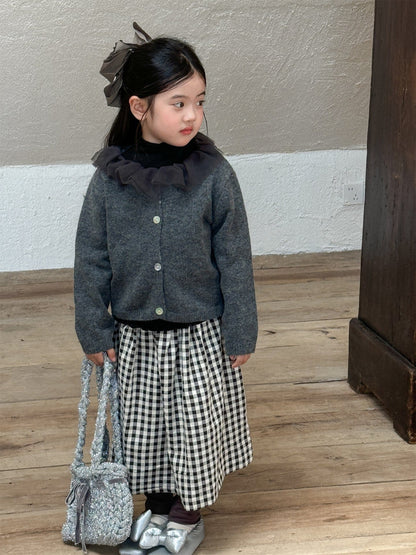 カーディガン・パーカー チュールフリル襟ニットカーディガン キッズセーター【mh0010993】