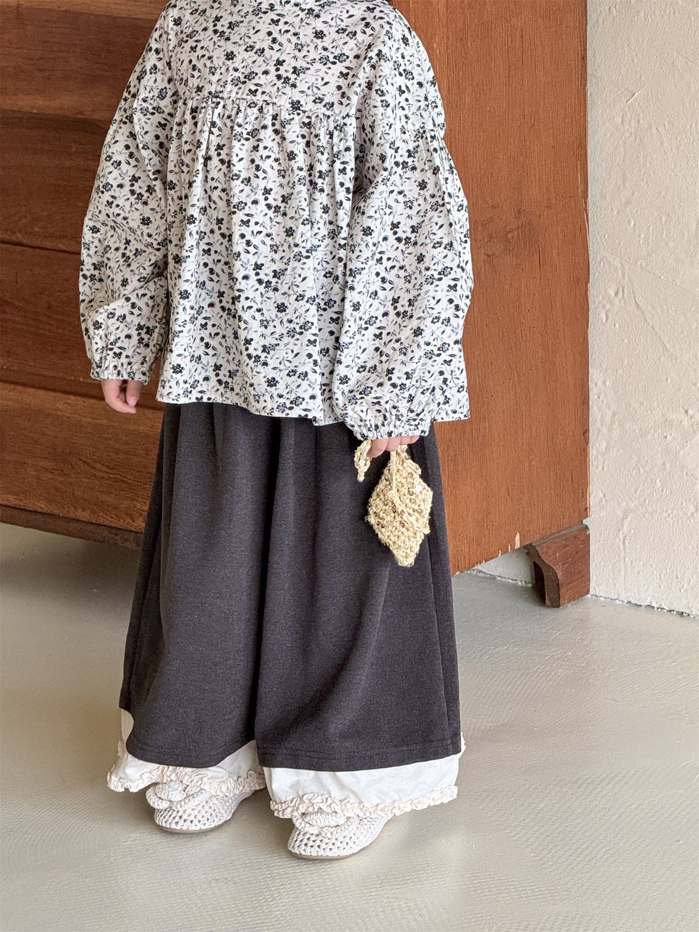 長袖シャツ・ブラウス 小花柄ハイネックブラウス キッズギャザーブラウス【mh0010994】