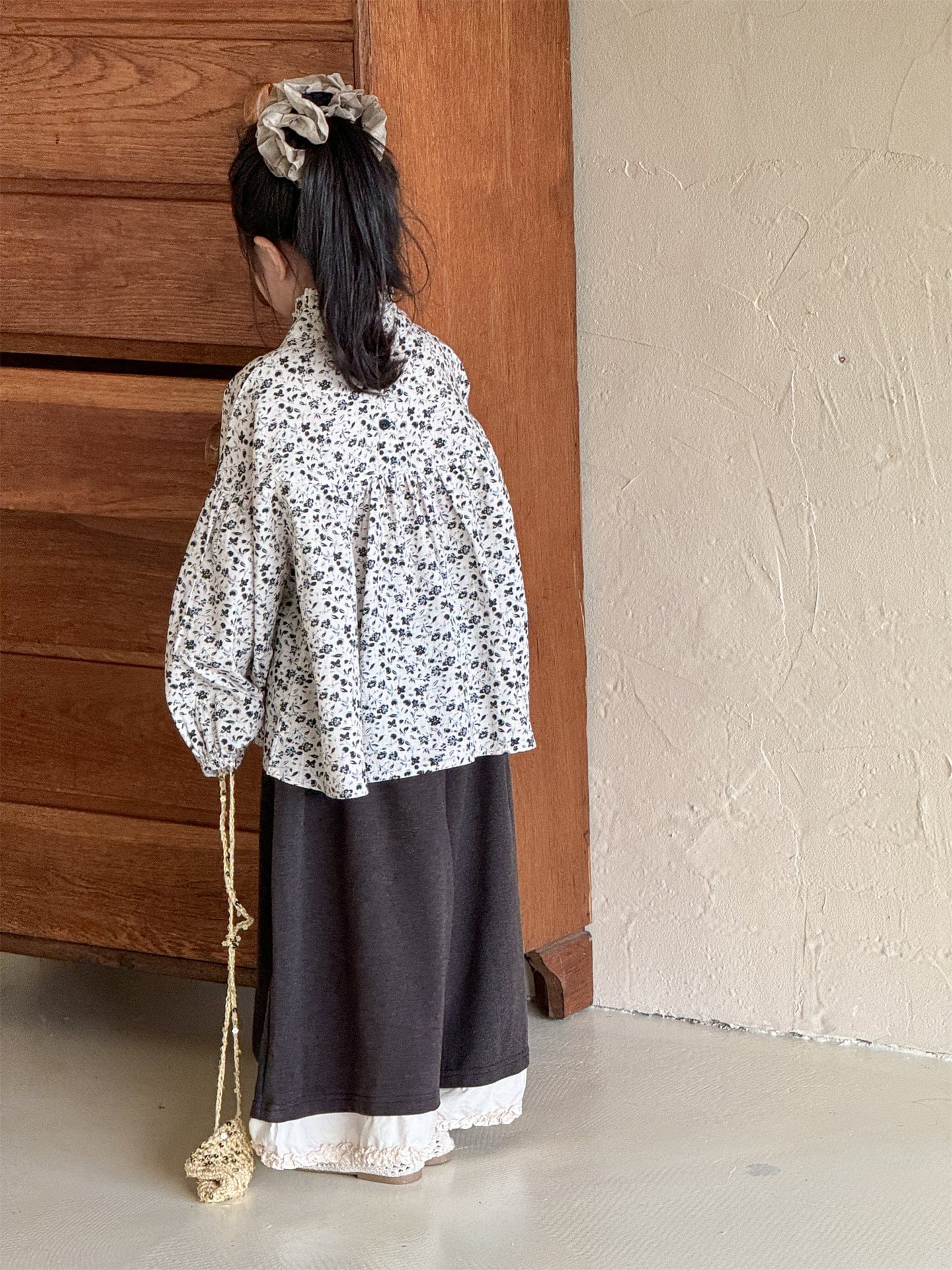 長袖シャツ・ブラウス 小花柄ハイネックブラウス キッズギャザーブラウス【mh0010994】