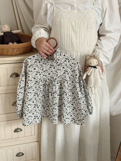 長袖シャツ・ブラウス 小花柄ハイネックブラウス キッズギャザーブラウス【mh0010994】