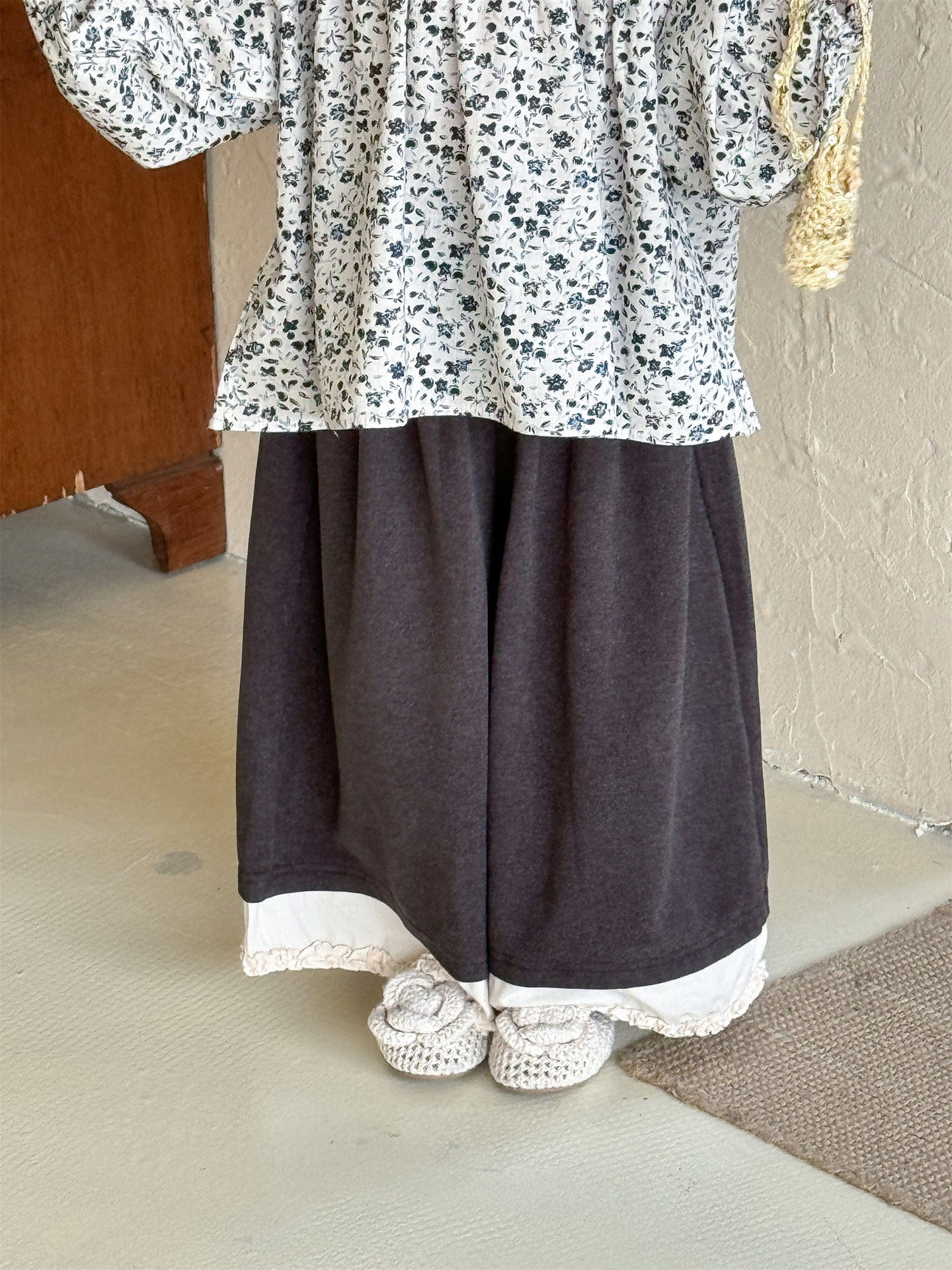 長袖シャツ・ブラウス 小花柄ハイネックブラウス キッズギャザーブラウス【mh0010994】