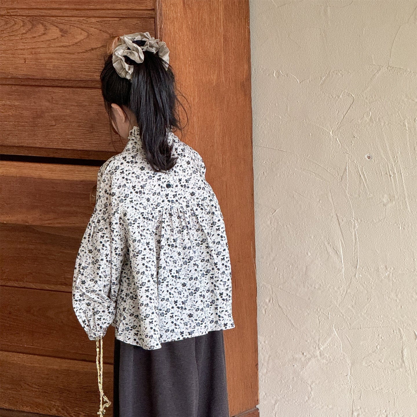 長袖シャツ・ブラウス 小花柄ハイネックブラウス キッズギャザーブラウス【mh0010994】