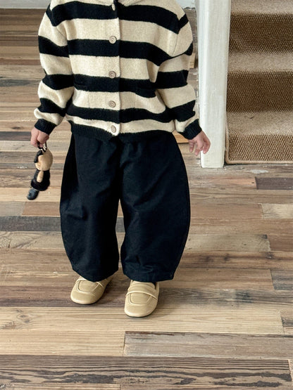 カーディガン・パーカー ボーダー柄フード付きニットカーディガン キッズセーター【mh0010998】