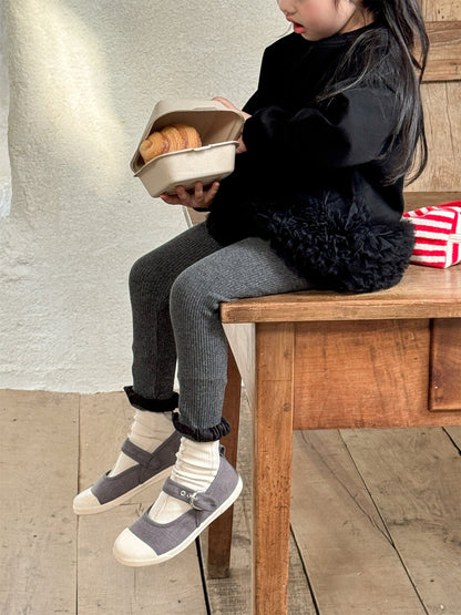 レギンスパンツ フリル裾メロウリブレギンス キッズパンツ【mh0011003】