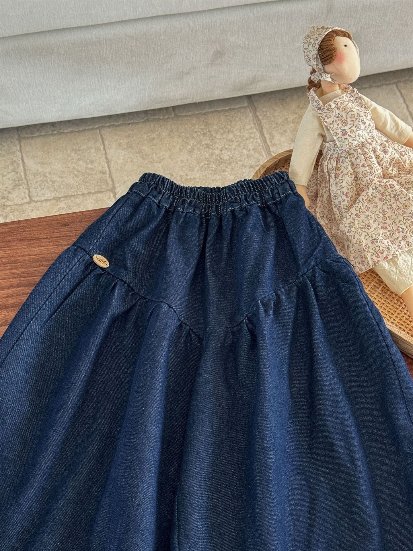 デニムパンツ フリルヘムデニムガウチョパンツ【mh0011006】