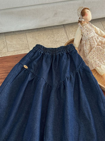 デニムパンツ フリルヘムデニムガウチョパンツ【mh0011006】