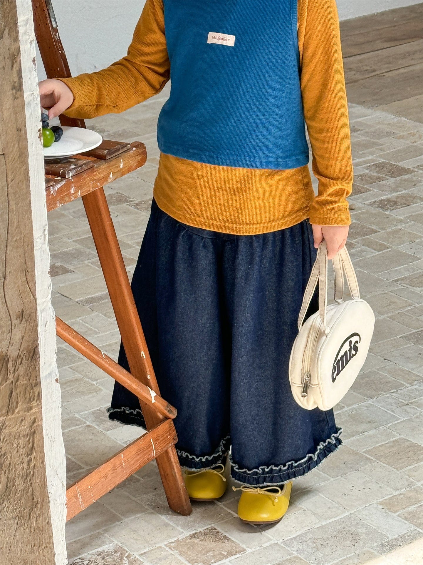 デニムパンツ フリルヘムデニムガウチョパンツ【mh0011006】