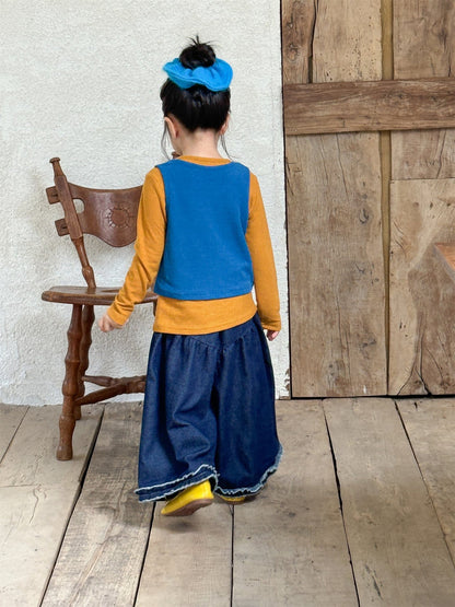 デニムパンツ フリルヘムデニムガウチョパンツ【mh0011006】