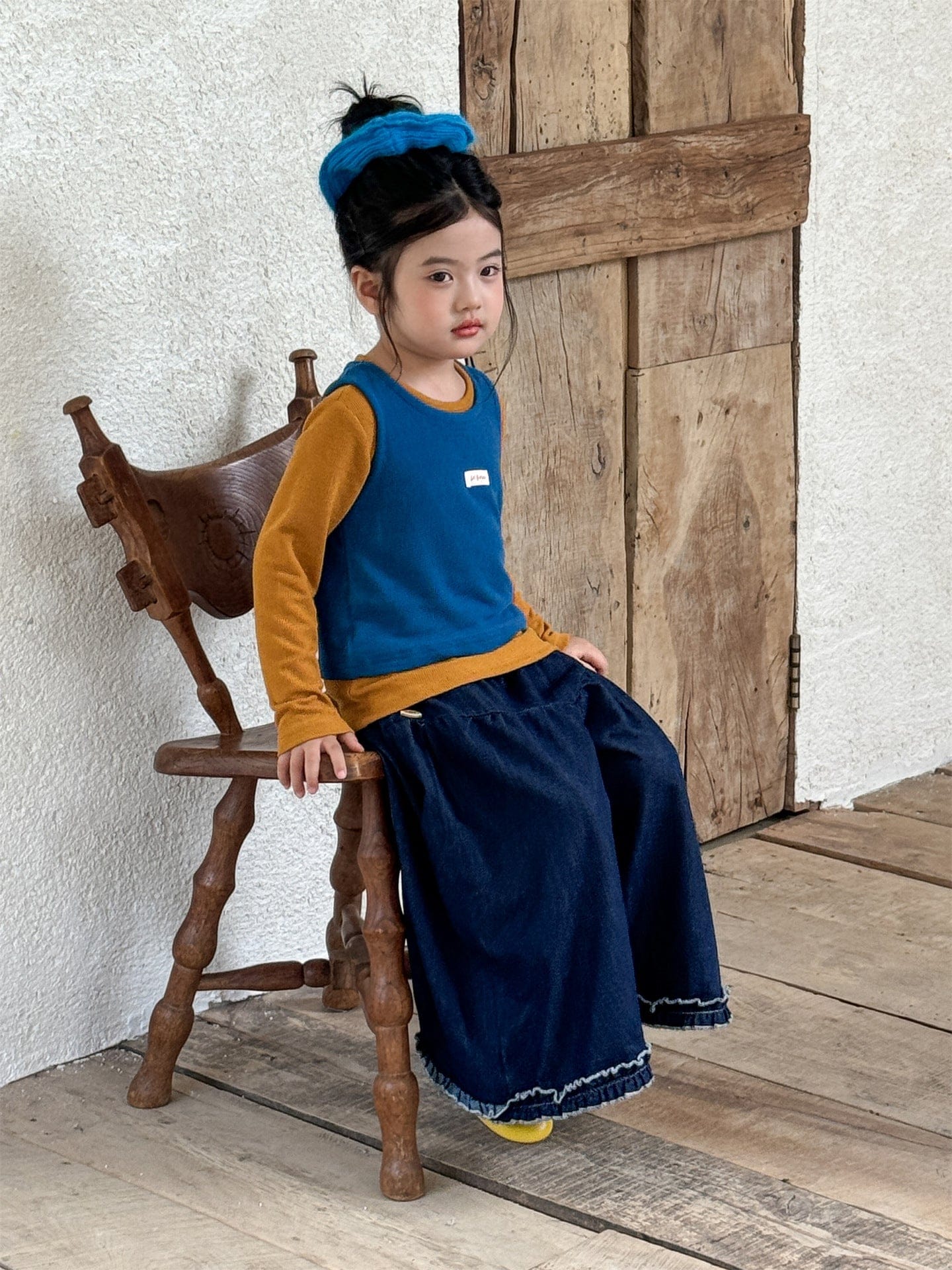 デニムパンツ フリルヘムデニムガウチョパンツ【mh0011006】