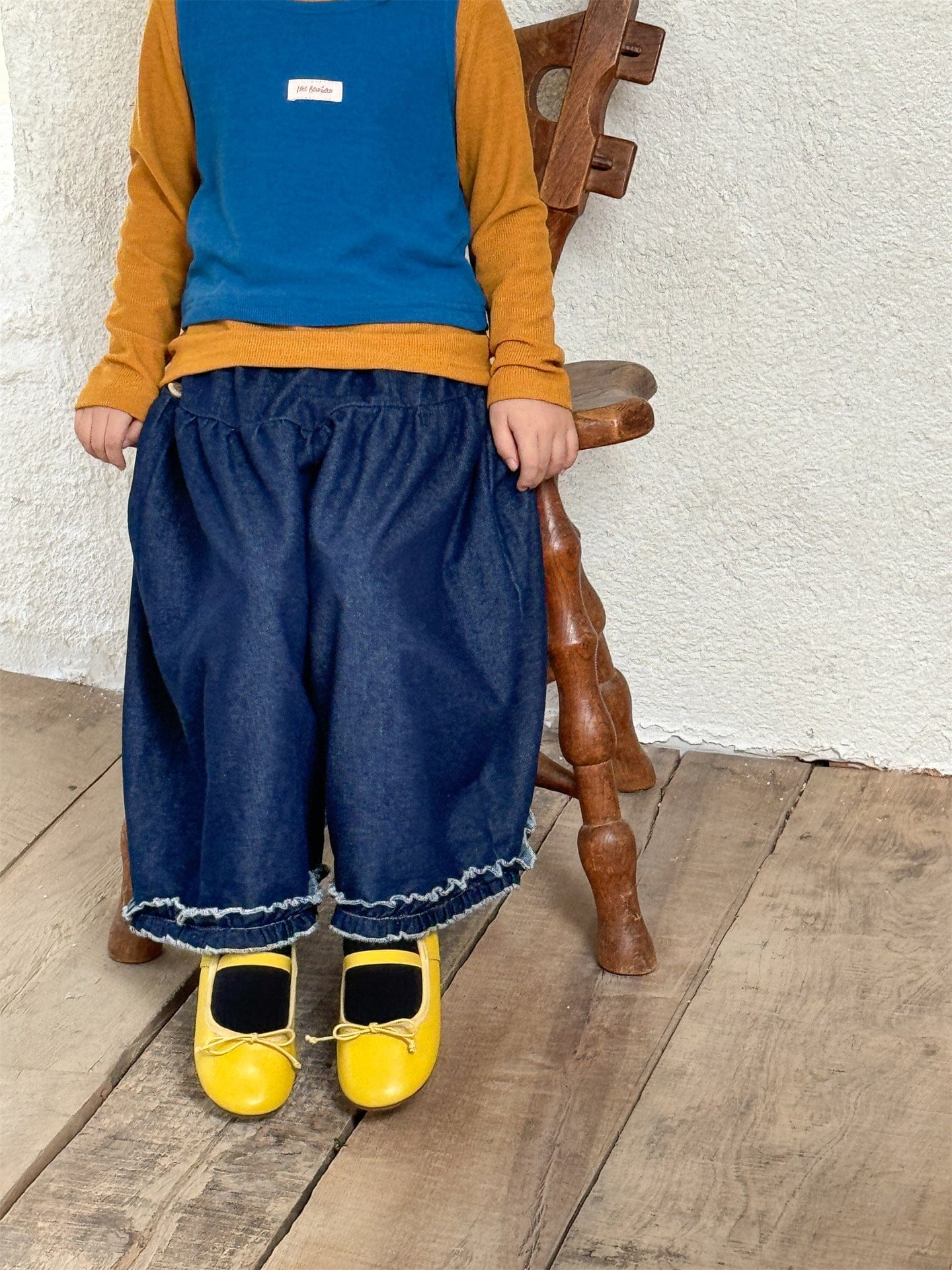 デニムパンツ フリルヘムデニムガウチョパンツ【mh0011006】