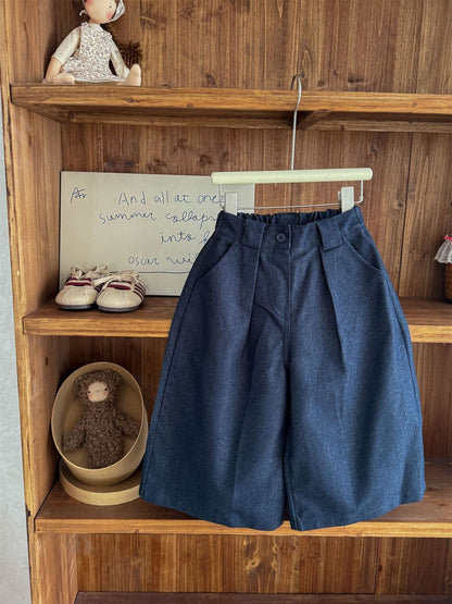 デニムパンツ ストレートワイドデニムパンツ キッズイージーパンツ【mh0011007】