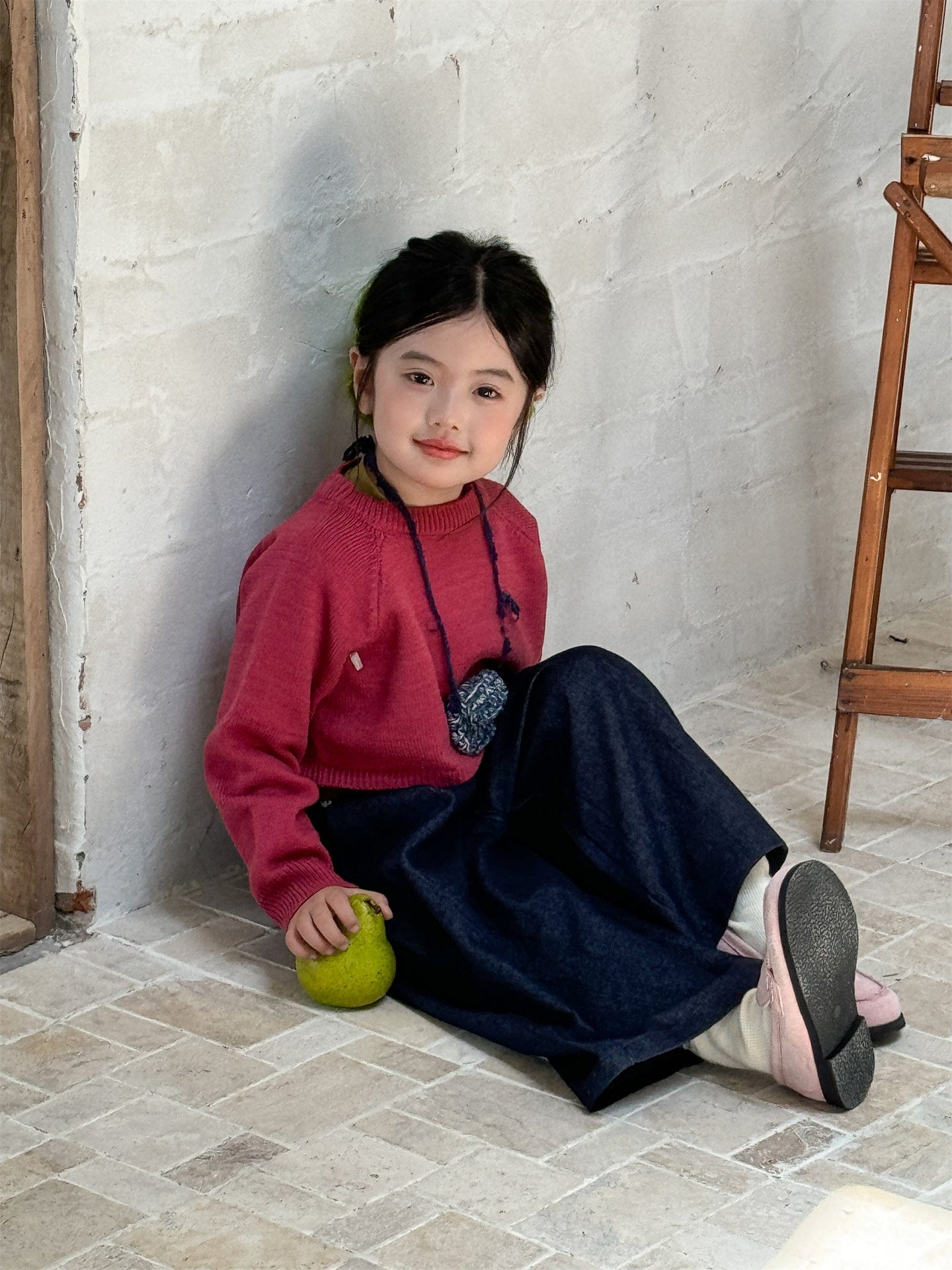 デニムパンツ ストレートワイドデニムパンツ キッズイージーパンツ【mh0011007】