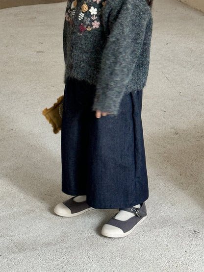 デニムパンツ ストレートワイドデニムパンツ キッズイージーパンツ【mh0011007】