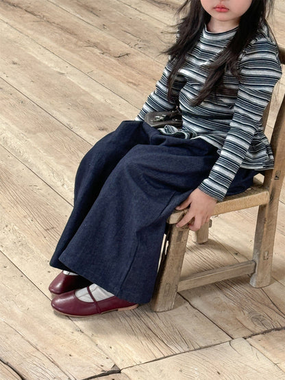 デニムパンツ ストレートワイドデニムパンツ キッズイージーパンツ【mh0011007】