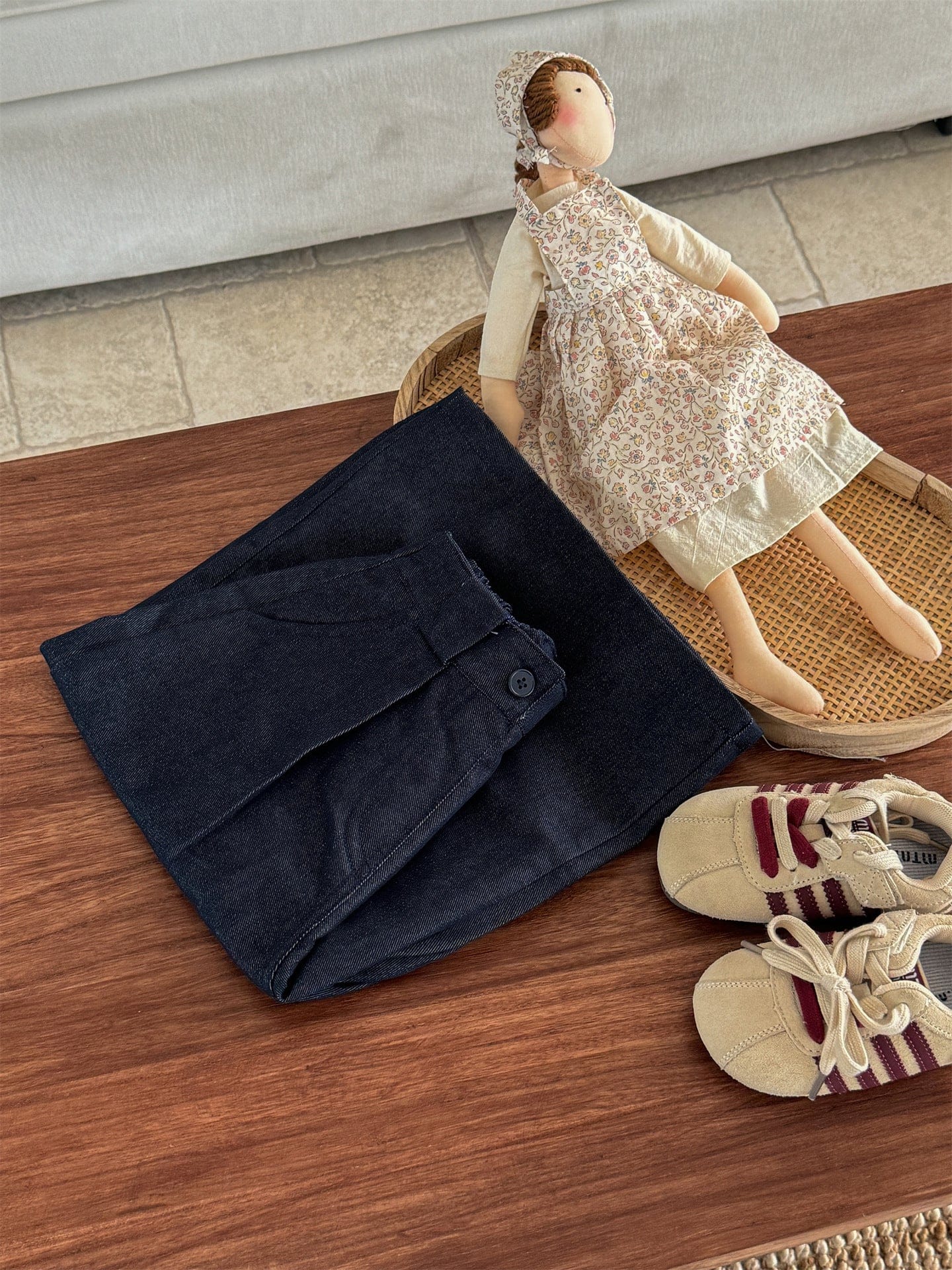 デニムパンツ ストレートワイドデニムパンツ キッズイージーパンツ【mh0011007】