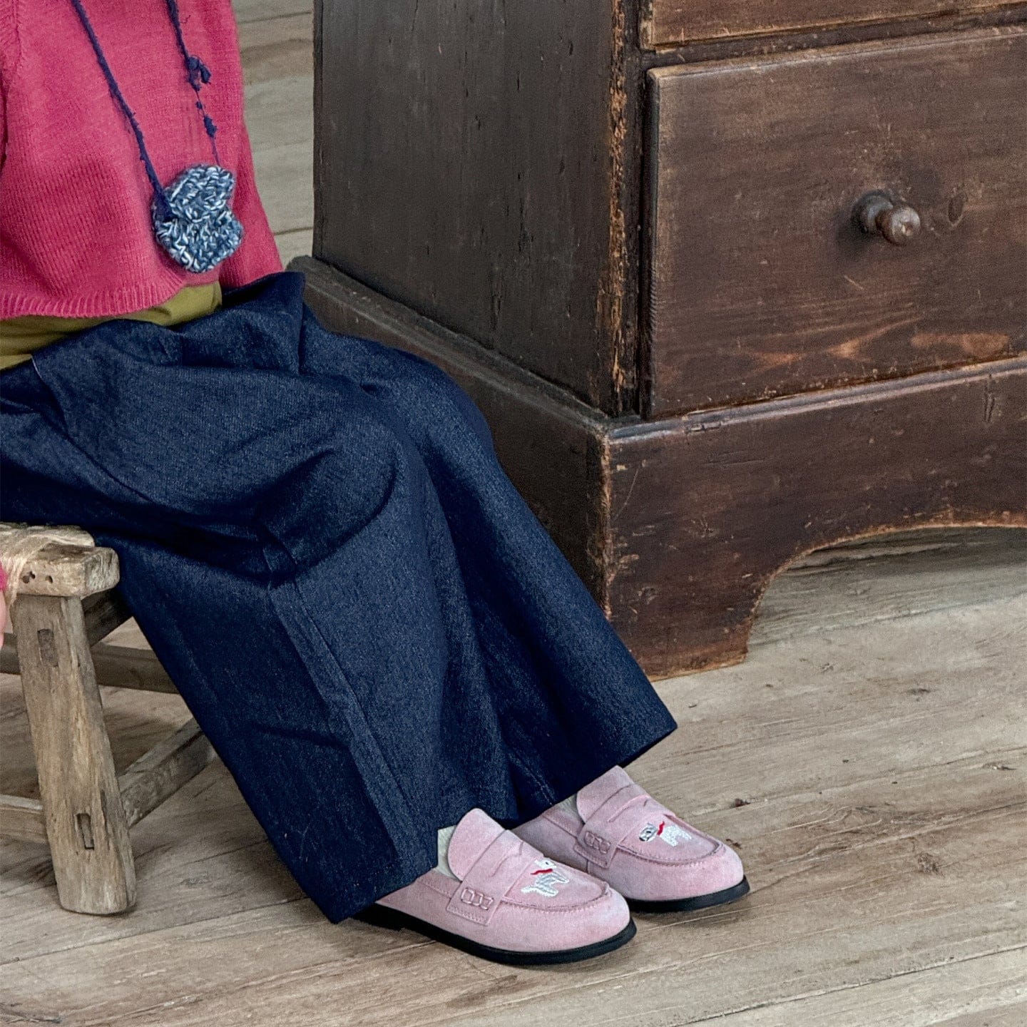 デニムパンツ ストレートワイドデニムパンツ キッズイージーパンツ【mh0011007】