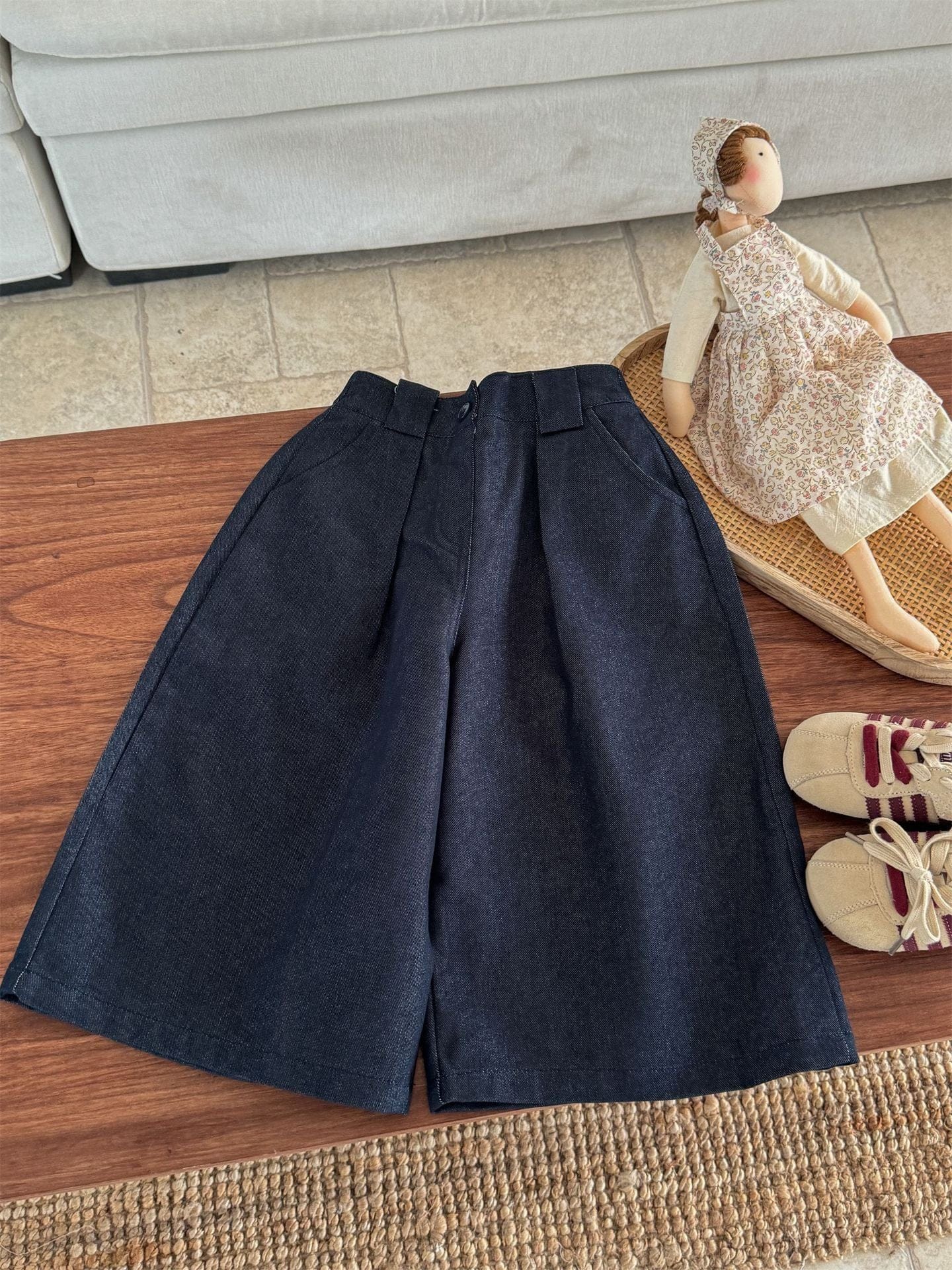 デニムパンツ ストレートワイドデニムパンツ キッズイージーパンツ【mh0011007】