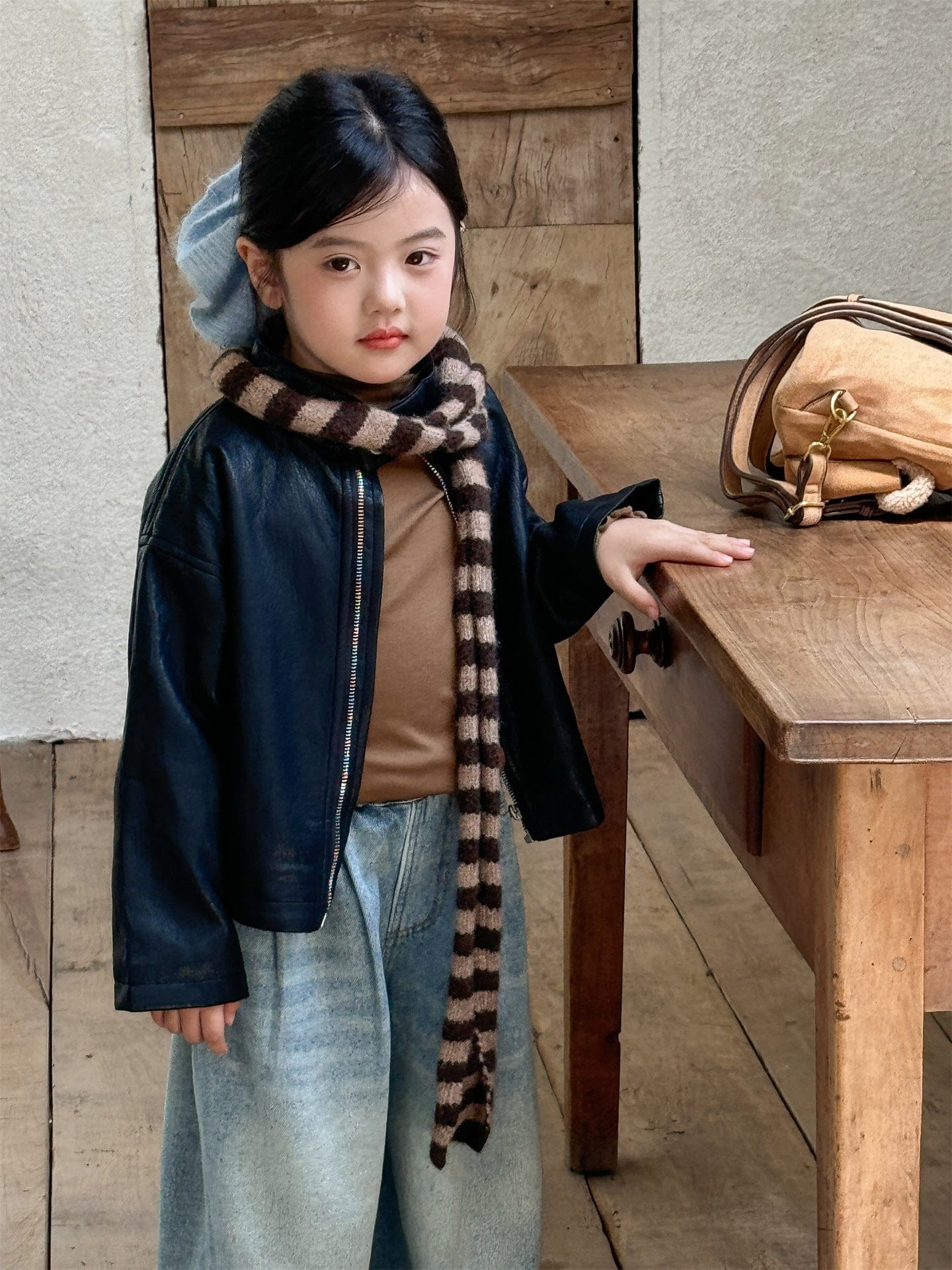 ショートコート・ジャケット・ジャンパー フェイクレザーライダースジャケット キッズブルゾン【mh0011008】