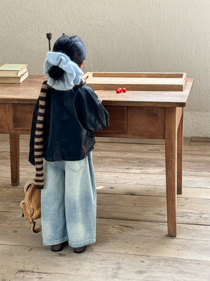 ショートコート・ジャケット・ジャンパー フェイクレザーライダースジャケット キッズブルゾン【mh0011008】