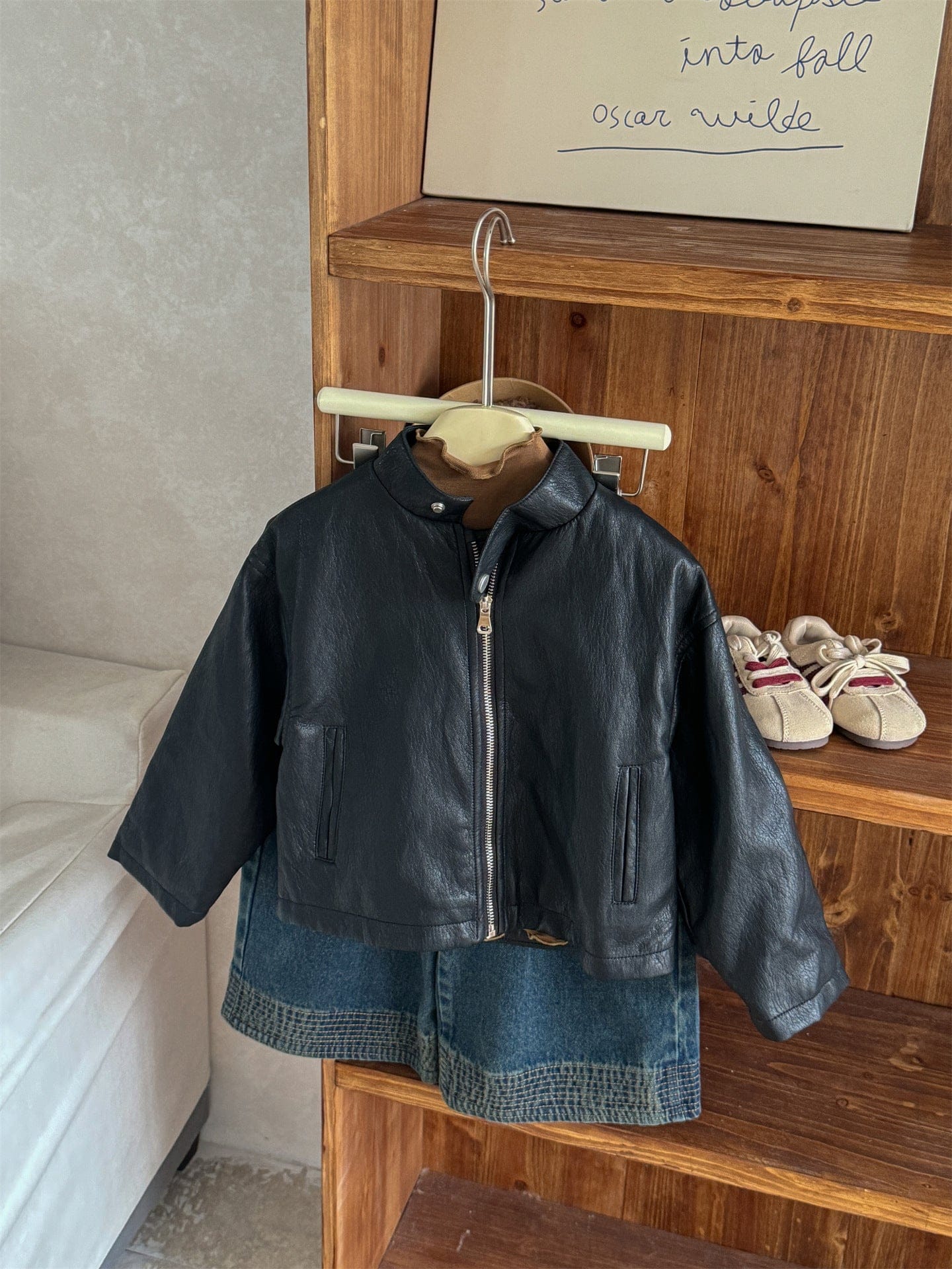 ショートコート・ジャケット・ジャンパー フェイクレザーライダースジャケット キッズブルゾン【mh0011008】