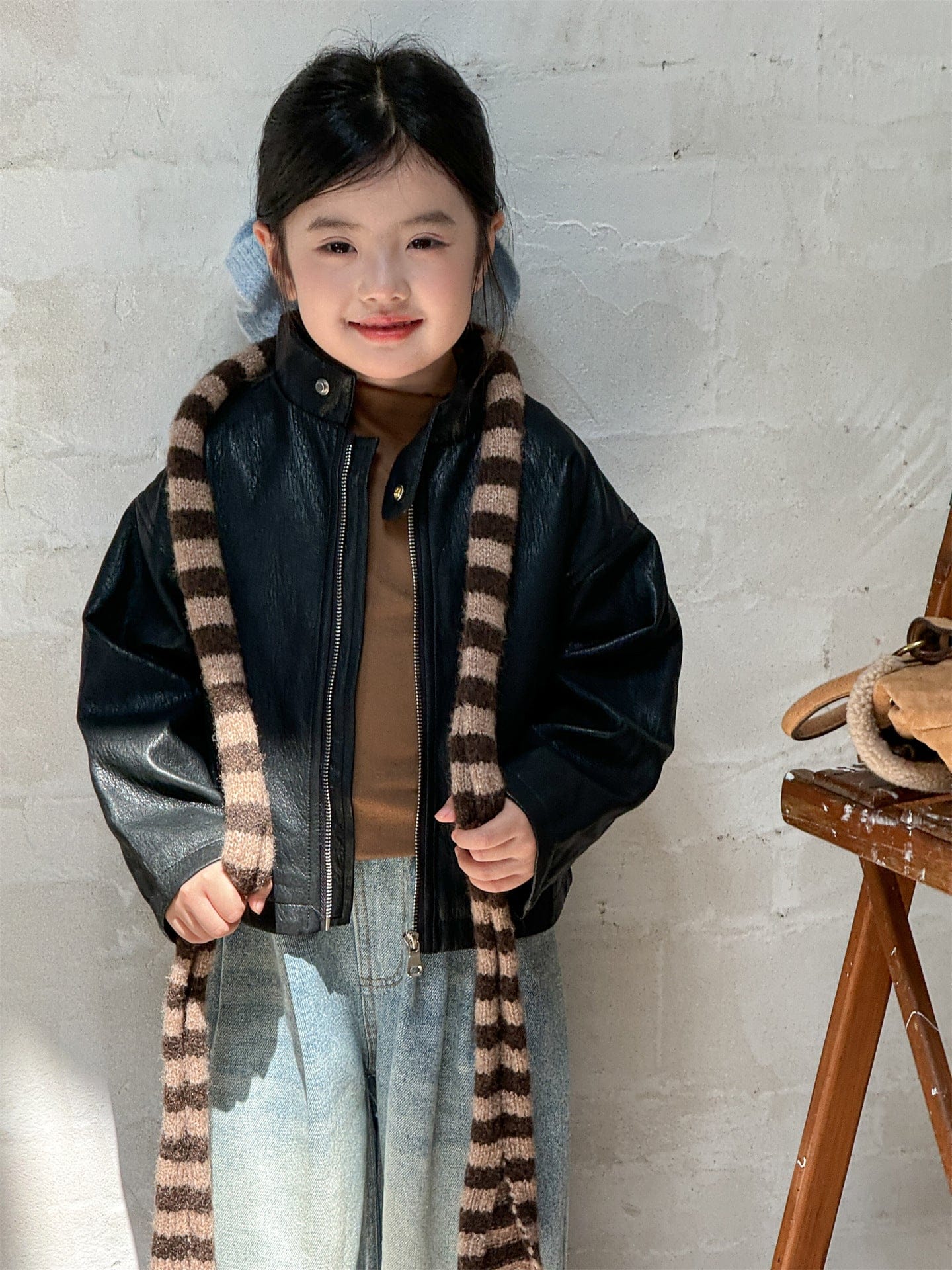 ショートコート・ジャケット・ジャンパー フェイクレザーライダースジャケット キッズブルゾン【mh0011008】