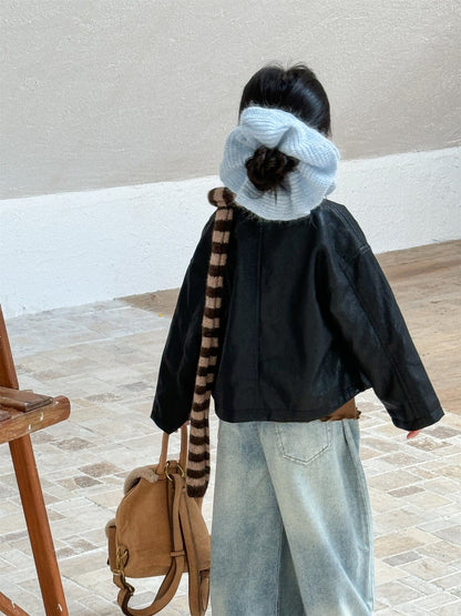 ショートコート・ジャケット・ジャンパー フェイクレザーライダースジャケット キッズブルゾン【mh0011008】