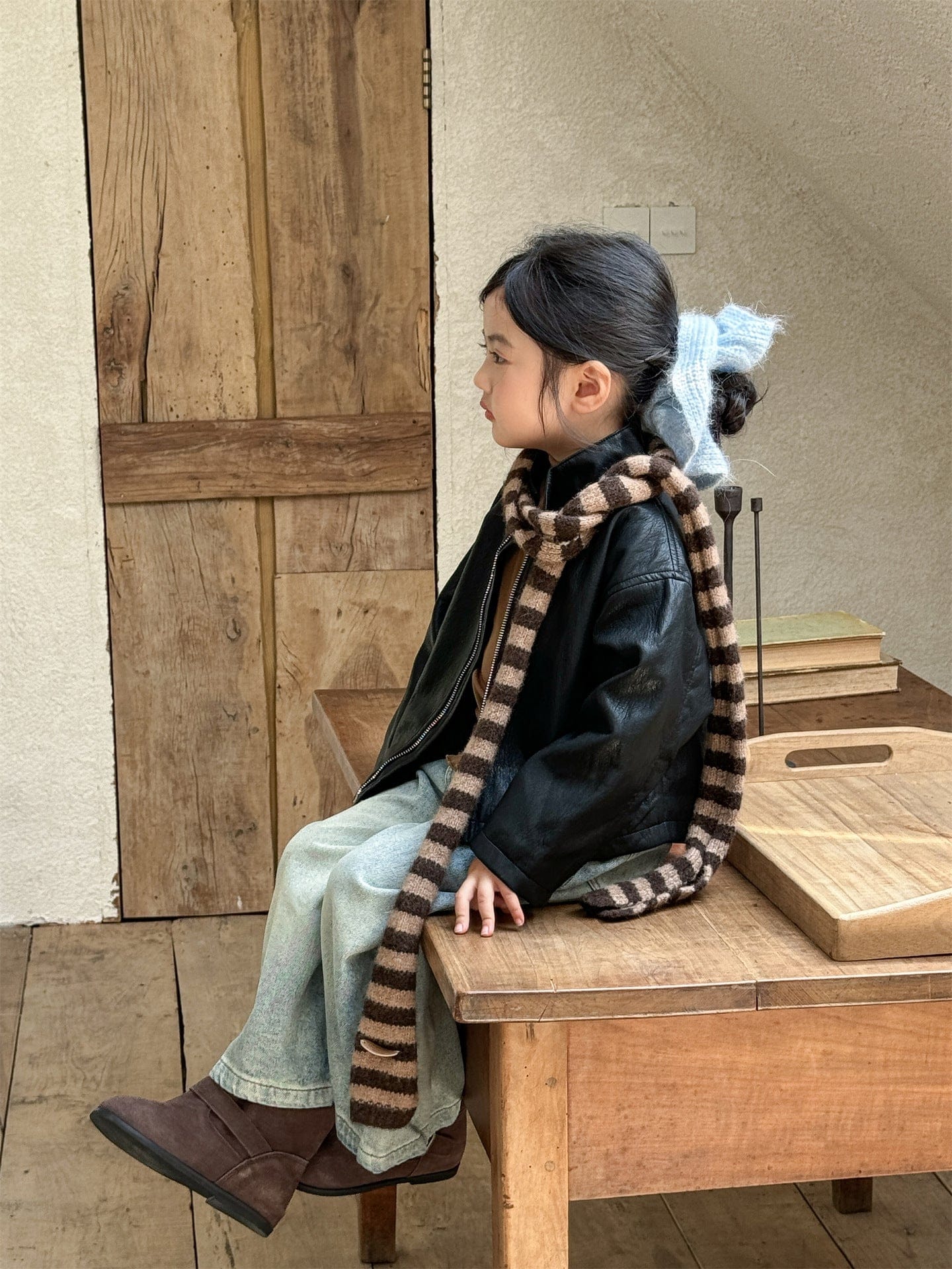 ショートコート・ジャケット・ジャンパー フェイクレザーライダースジャケット キッズブルゾン【mh0011008】