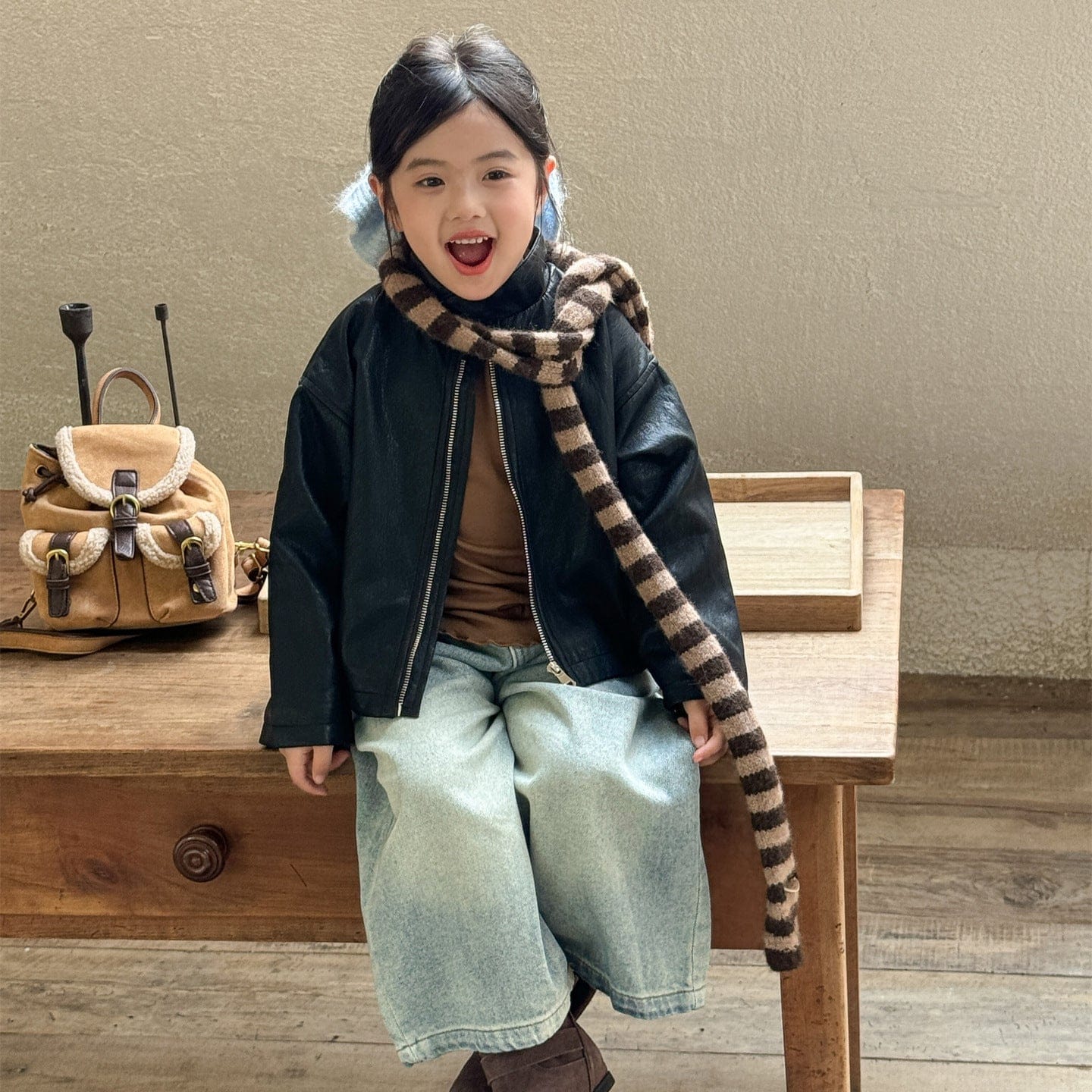 ショートコート・ジャケット・ジャンパー フェイクレザーライダースジャケット キッズブルゾン【mh0011008】