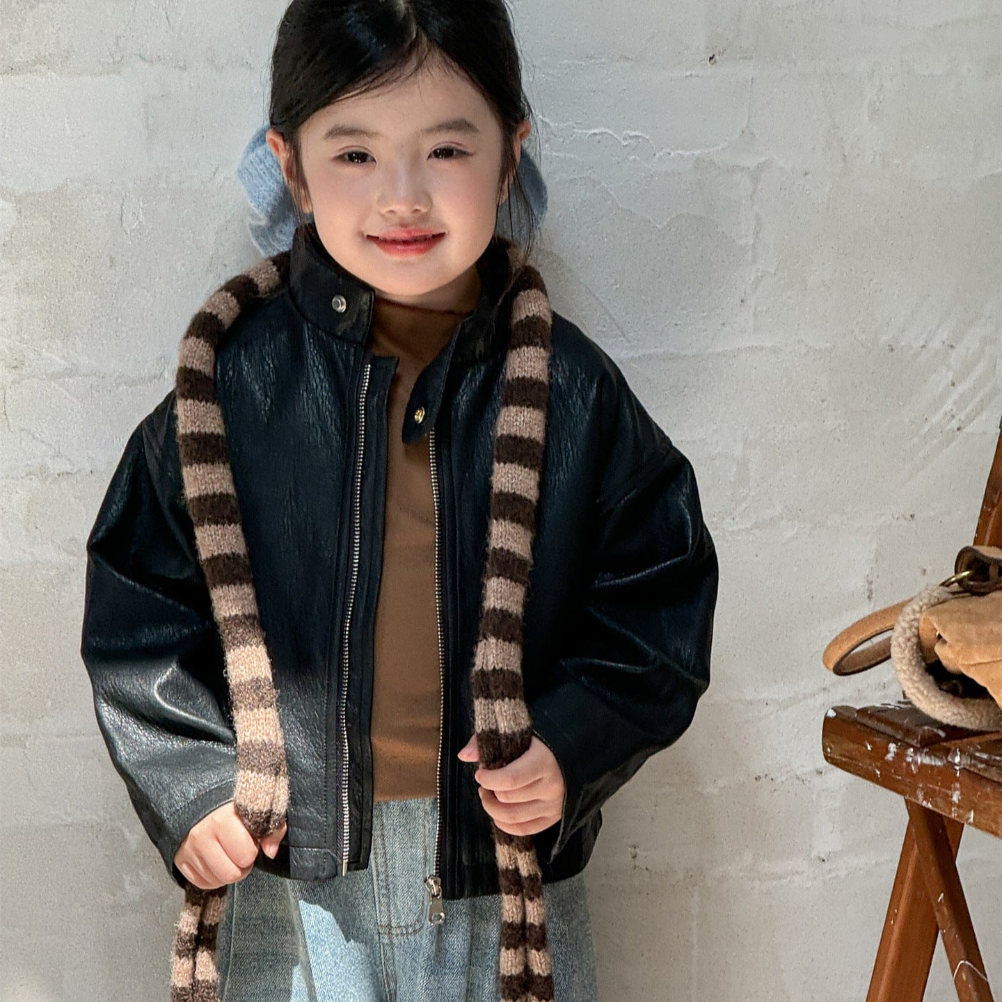 ショートコート・ジャケット・ジャンパー フェイクレザーライダースジャケット キッズブルゾン【mh0011008】