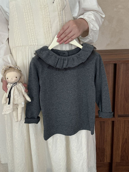 長袖セットアップ ニット前あきベスト/ラッフル襟長袖Tシャツ/ピンドットバルーンルーズロングパンツ【mh0010537】