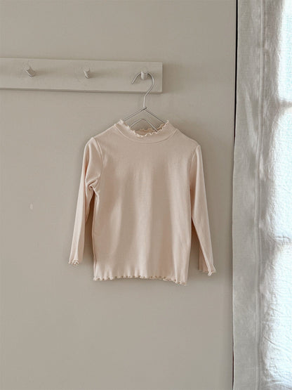 長袖Tシャツ Beige / 90cm 長袖Tシャツ シンプルベーシックフリルインナーTシャツ【mh0009203】