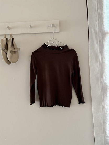 長袖Tシャツ Coffee / 90cm 長袖Tシャツ シンプルベーシックフリルインナーTシャツ【mh0009203】