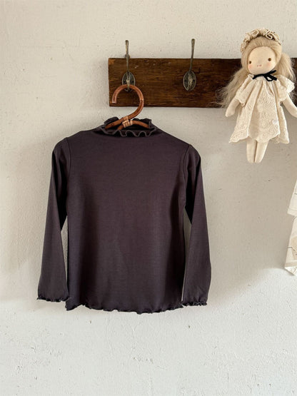 長袖Tシャツ Dark Gray / 90cm メロウフリルシンプル長袖Tシャツカットソー【mh0010529】