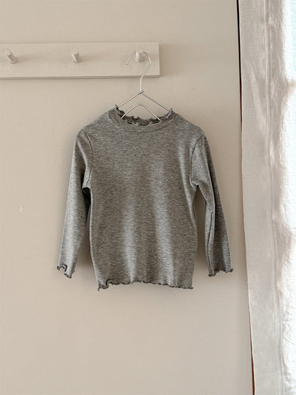 長袖Tシャツ Gray / 90cm 長袖Tシャツ シンプルベーシックフリルインナーTシャツ【mh0009203】