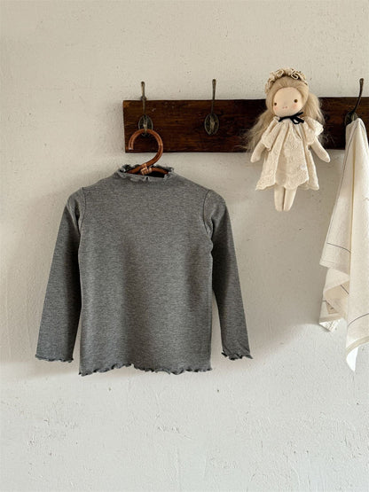 長袖Tシャツ Light Grey / 90cm メロウフリルシンプル長袖Tシャツカットソー【mh0010529】