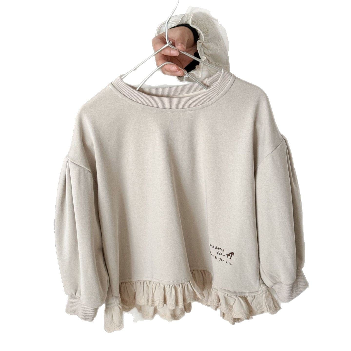 長袖Tシャツ 長袖ルーズフリル肩落ちパフスリーブスウェットシャツトップス【mh0009216】