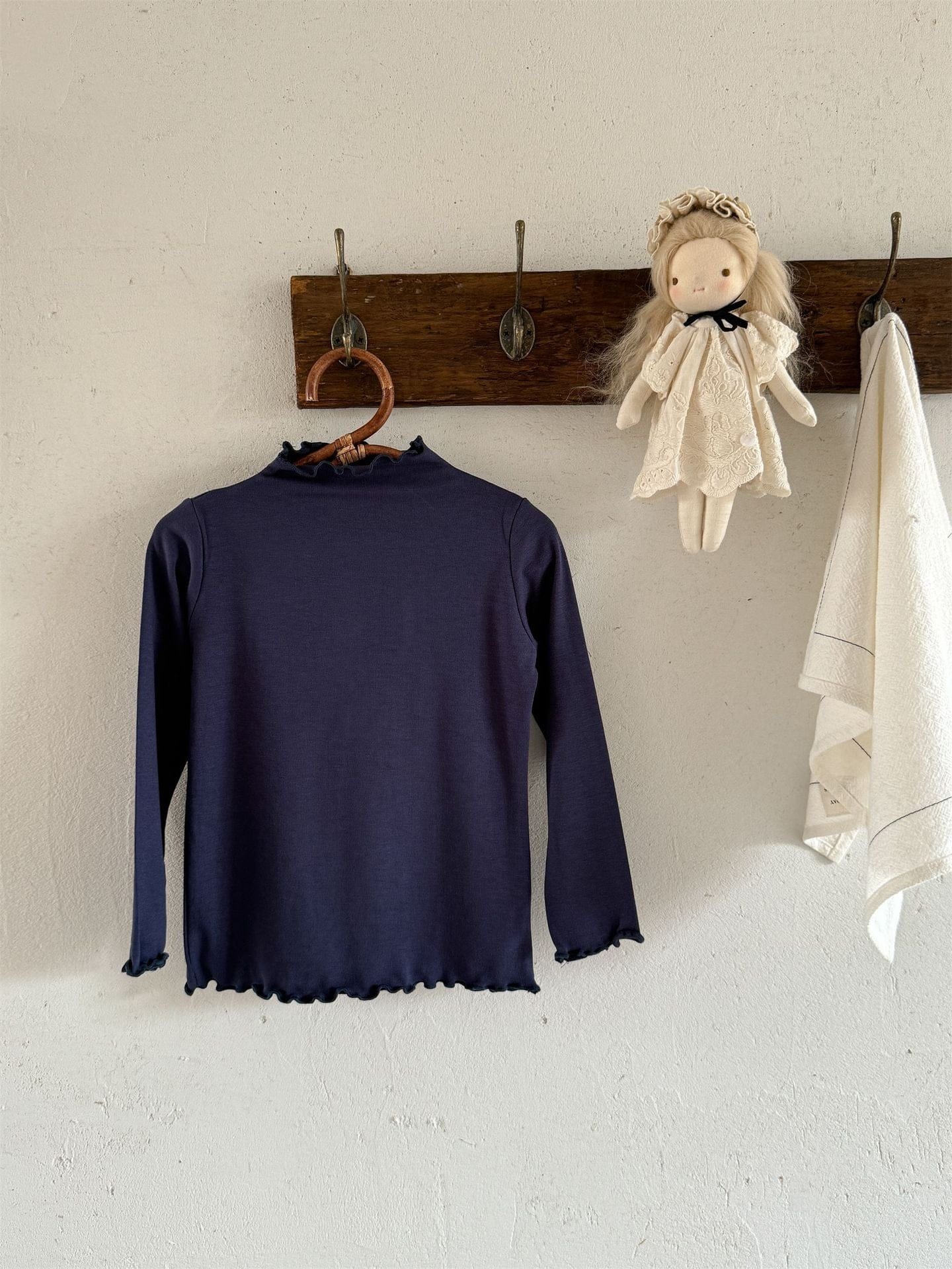 長袖Tシャツ Navy / 90cm メロウフリルシンプル長袖Tシャツカットソー【mh0010529】