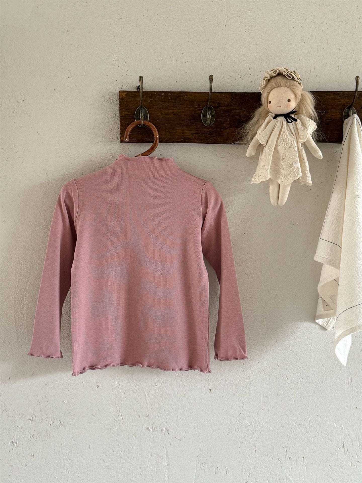 長袖Tシャツ Pink / 90cm メロウフリルシンプル長袖Tシャツカットソー【mh0010529】