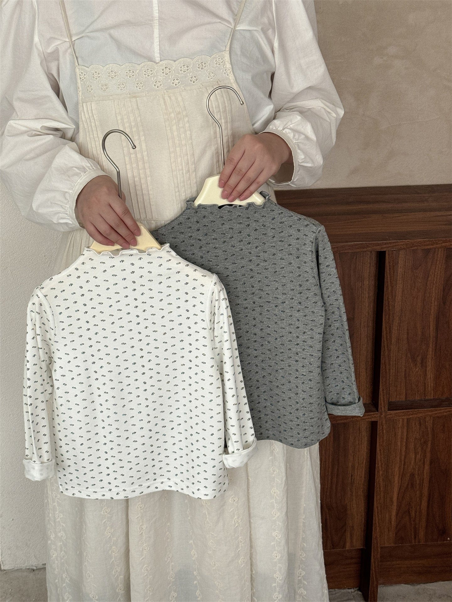 長袖Tシャツ メロウフリル襟小花柄長袖Tシャツ キッズカットソー【mh0011000】