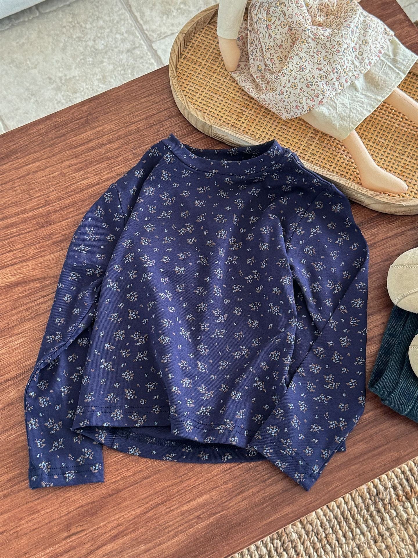 長袖Tシャツ フラワープリント総柄長袖Tシャツ キッズカットソー【mh0011001】