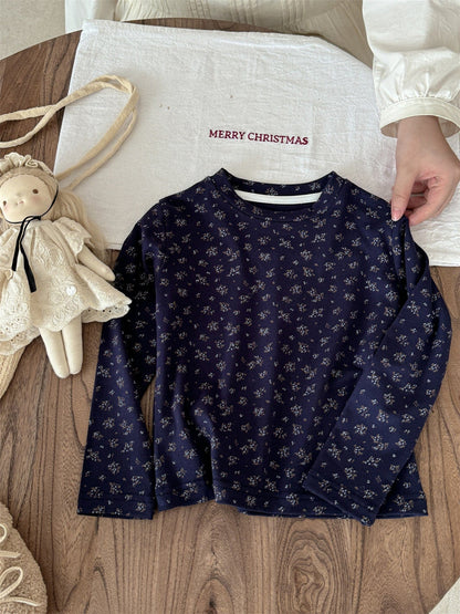 長袖Tシャツ フラワープリント総柄長袖Tシャツ キッズカットソー【mh0011001】