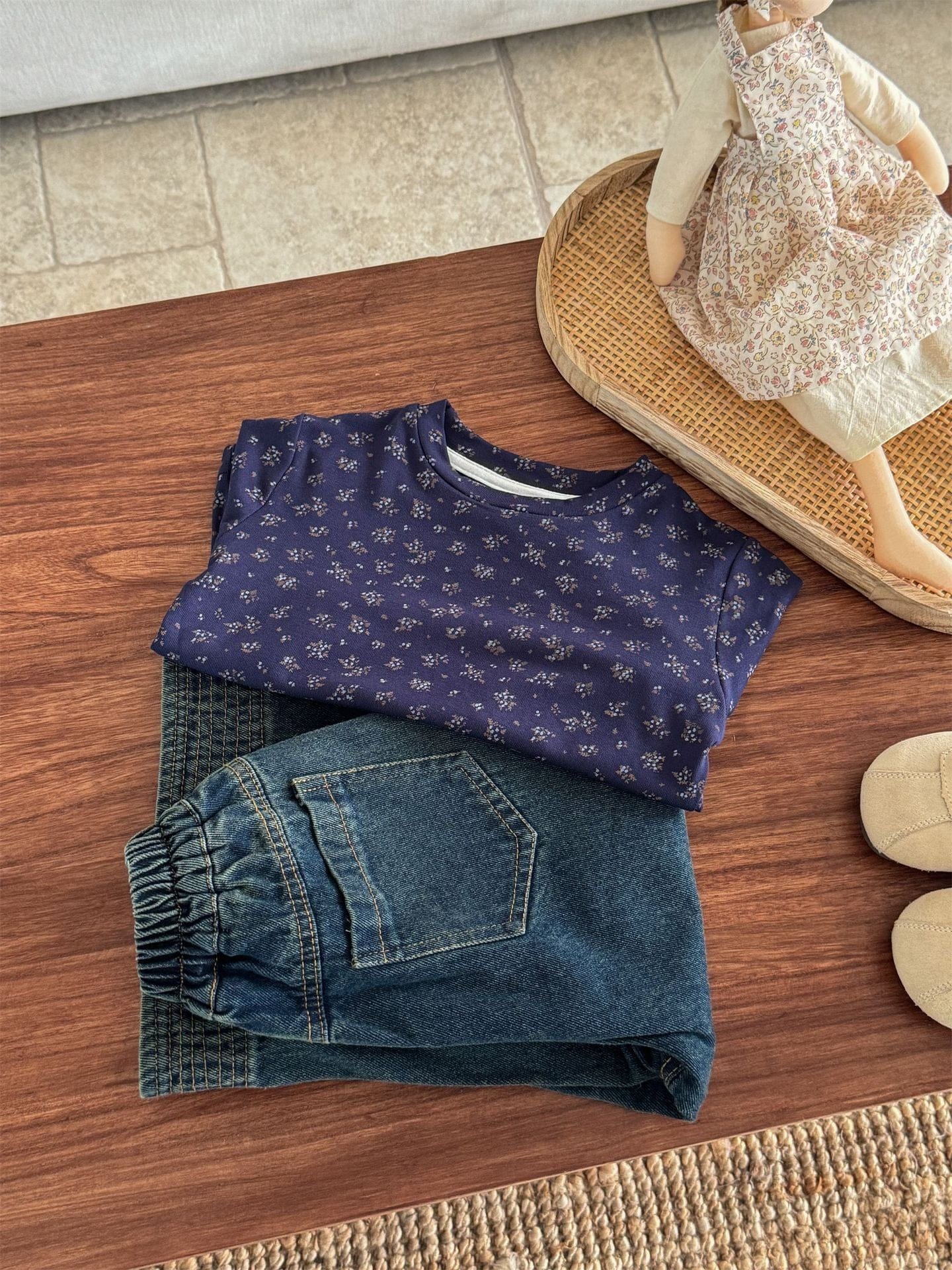 長袖Tシャツ フラワープリント総柄長袖Tシャツ キッズカットソー【mh0011001】