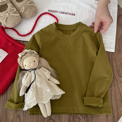 長袖Tシャツ シンプル無地長袖Tシャツ キッズカットソー【mh0011012】