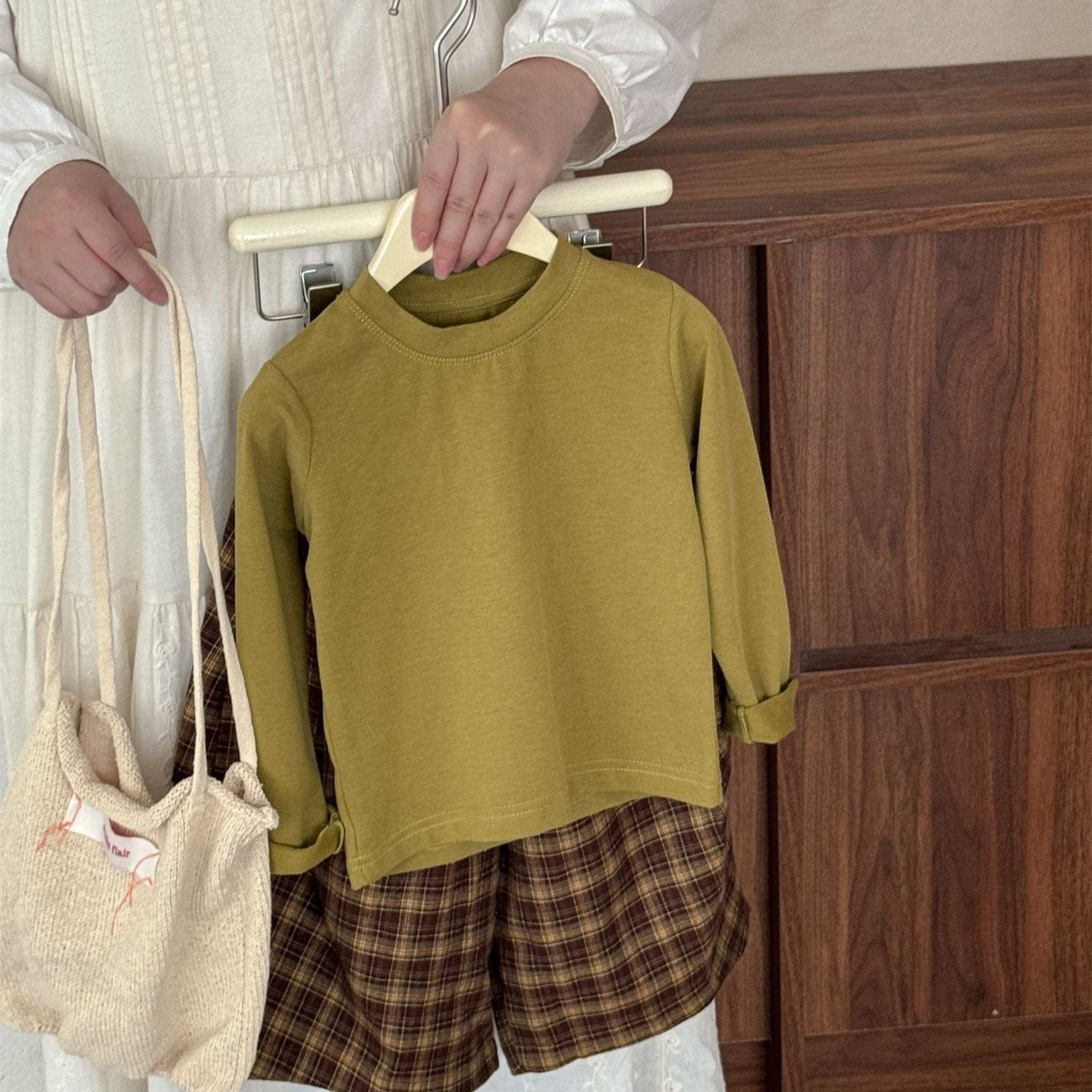 長袖Tシャツ シンプル無地長袖Tシャツ キッズカットソー【mh0011012】