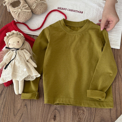 長袖Tシャツ シンプル無地長袖Tシャツ キッズカットソー【mh0011012】