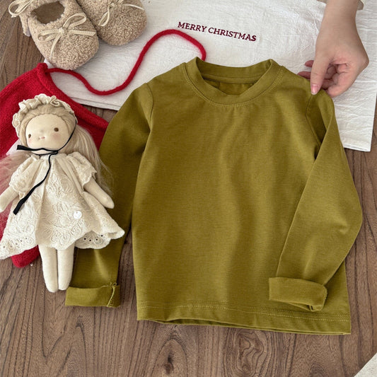 長袖Tシャツ シンプル無地長袖Tシャツ キッズカットソー【mh0011012】