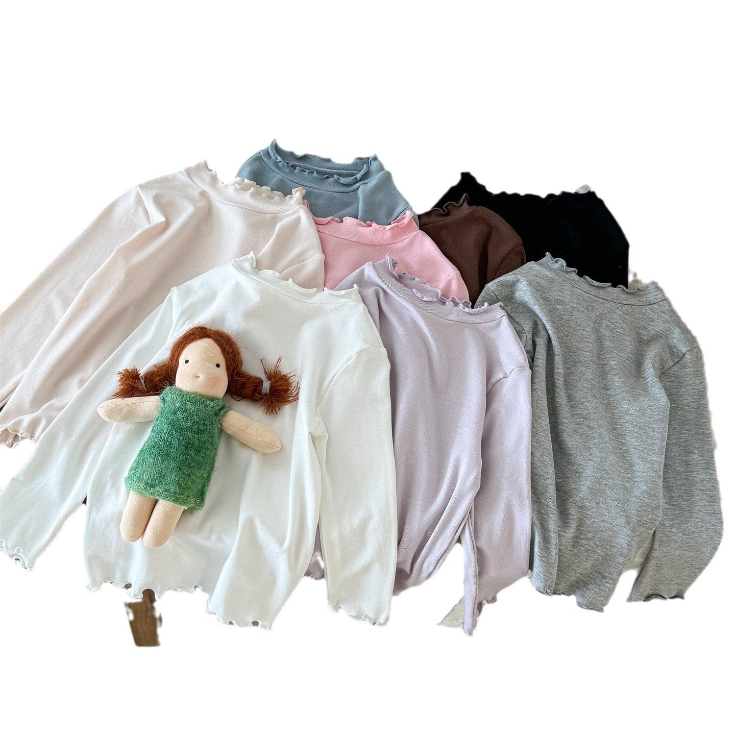 長袖Tシャツ 長袖Tシャツ シンプルベーシックフリルインナーTシャツ【mh0009203】