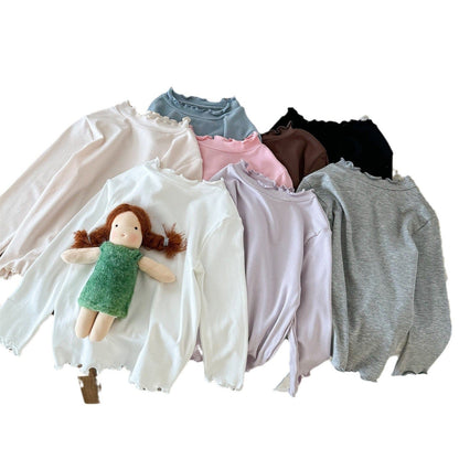 長袖Tシャツ 長袖Tシャツ シンプルベーシックフリルインナーTシャツ【mh0009203】