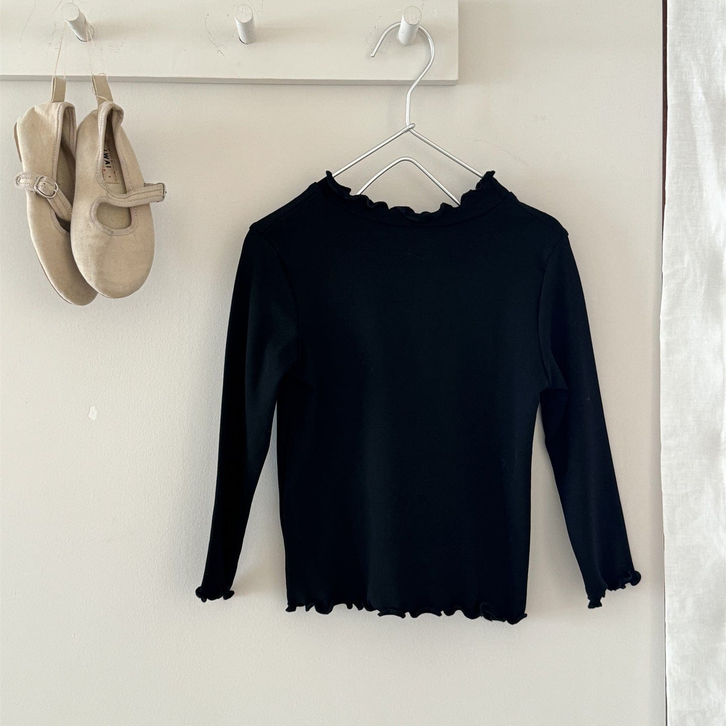 長袖Tシャツ 長袖Tシャツ シンプルベーシックフリルインナーTシャツ【mh0009203】